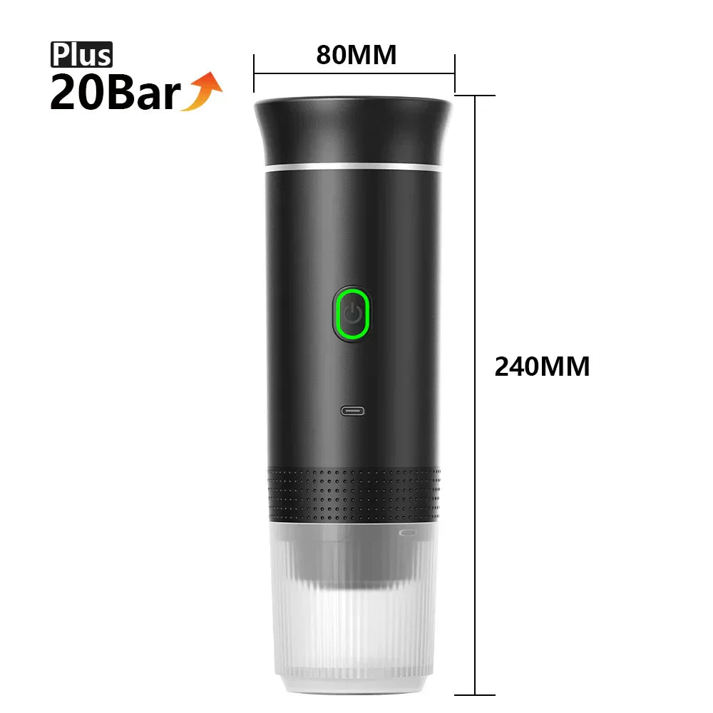 Wireless Electric Portable Espresso Coffee Machine – 3-in-1 for Car, Home & Camping