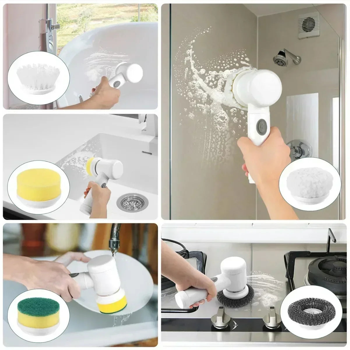 Electric Spin Scrubber – Power Cleaning Brush with 5 Replaceable Heads