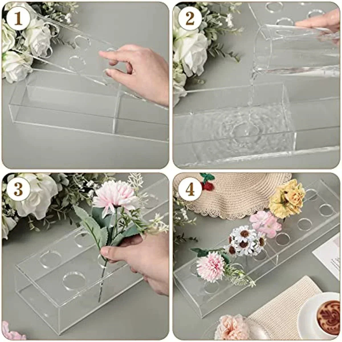 Transparent Flower Vase – Elegant Centerpiece for Dining or Events