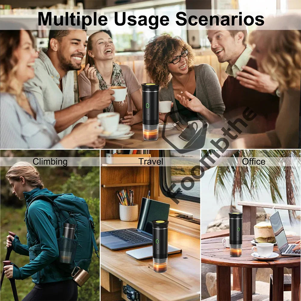 Wireless Electric Portable Espresso Coffee Machine – 3-in-1 for Car, Home & Camping
