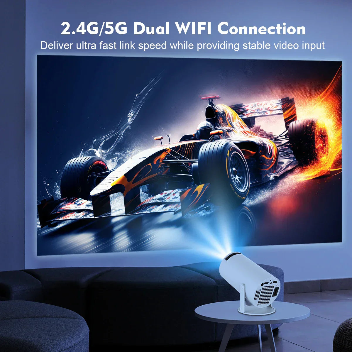 4K Android Projector – HY300 Pro with WiFi6, 260ANSI, BT5.0, and Home Theater Quality