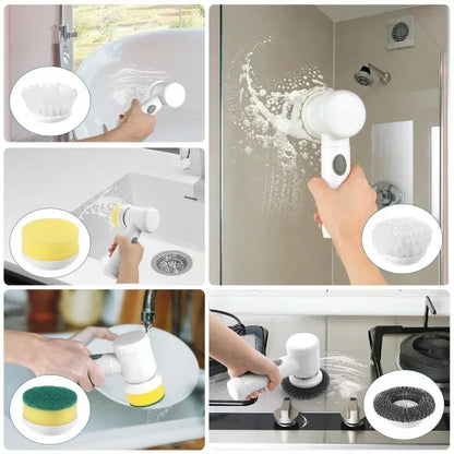 Electric Spin Scrubber – Power Cleaning Brush with 5 Replaceable Heads