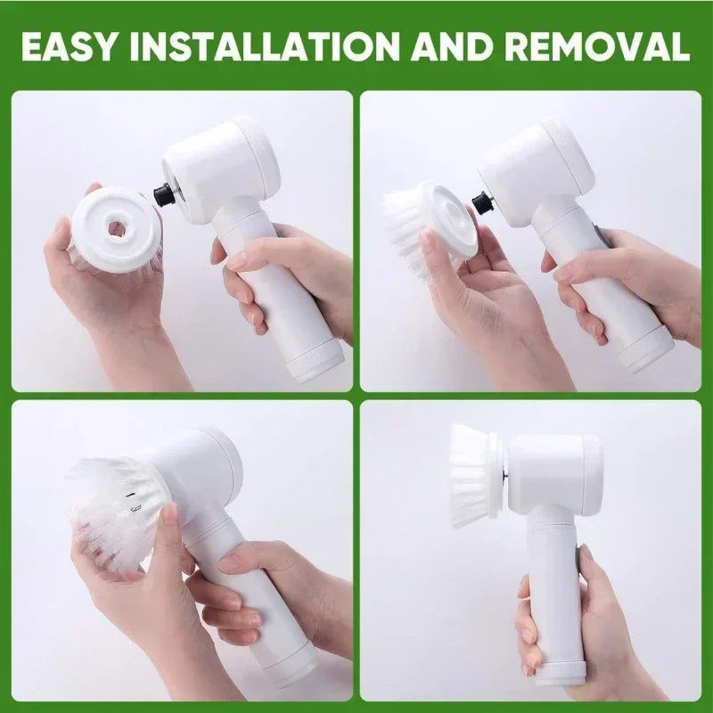 Electric Spin Scrubber – Power Cleaning Brush with 5 Replaceable Heads